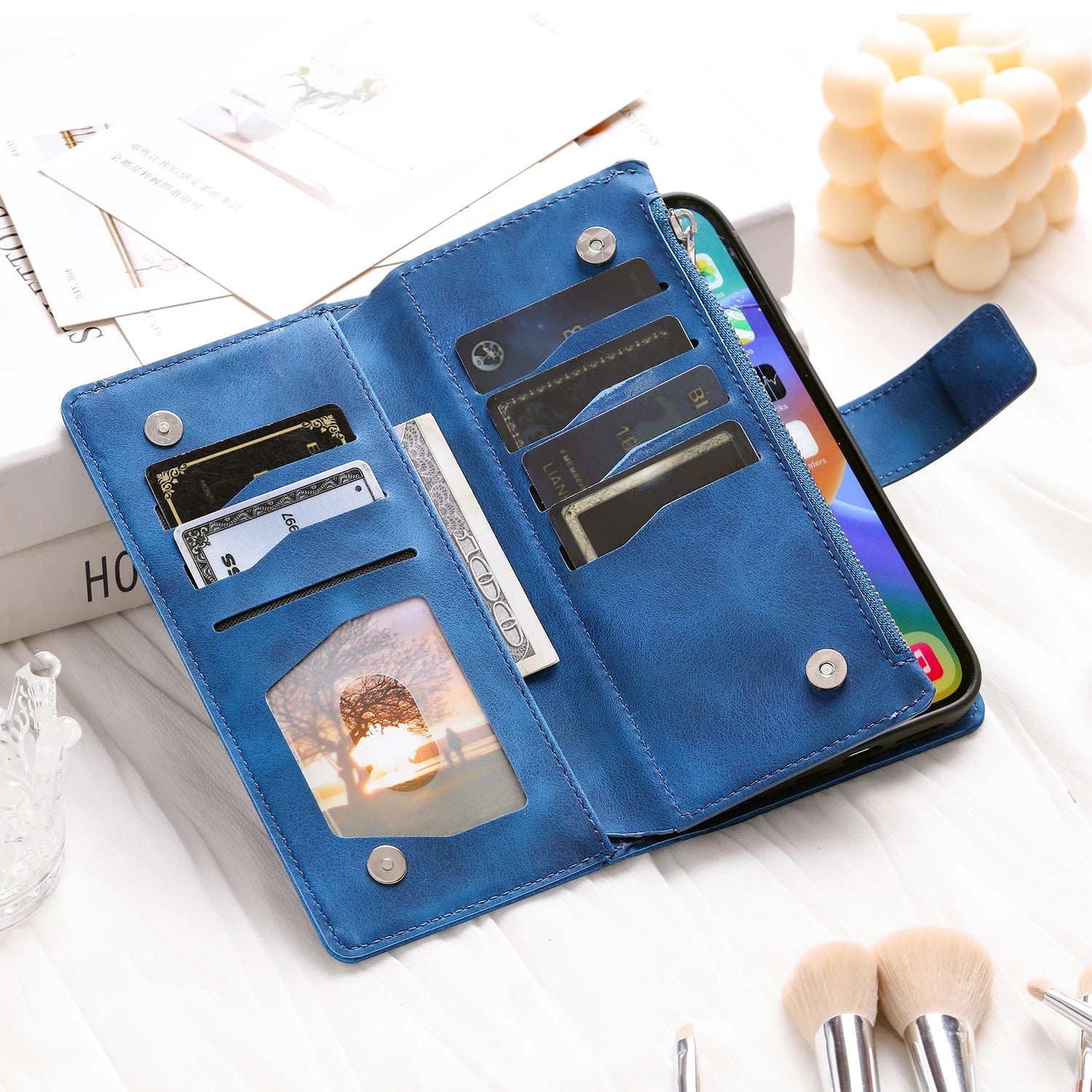Leather Flip Case For Samsung Galaxy  Card Wallet Embossing Phone Bag
