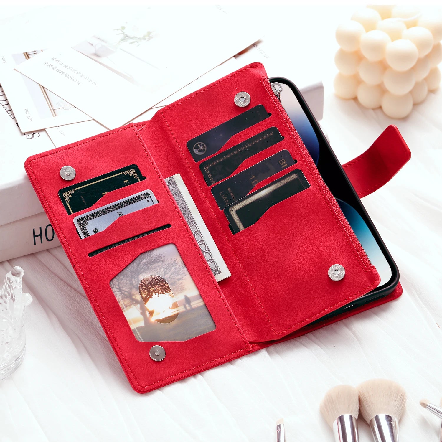 Leather Flip Case For Samsung Galaxy  Card Wallet Embossing Phone Bag