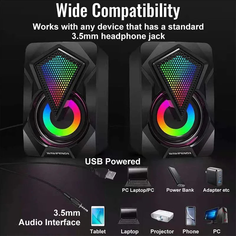 New X2 computer speaker, illuminated desktop laptop, multimedia mini wired