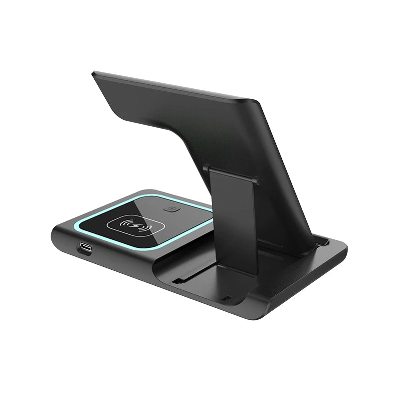 3 in 1 Wireless Charging Station Travel Charging Pad for iPhone 12~17 Series,iWatch and Airpods  15W  Fast Charger Foldable