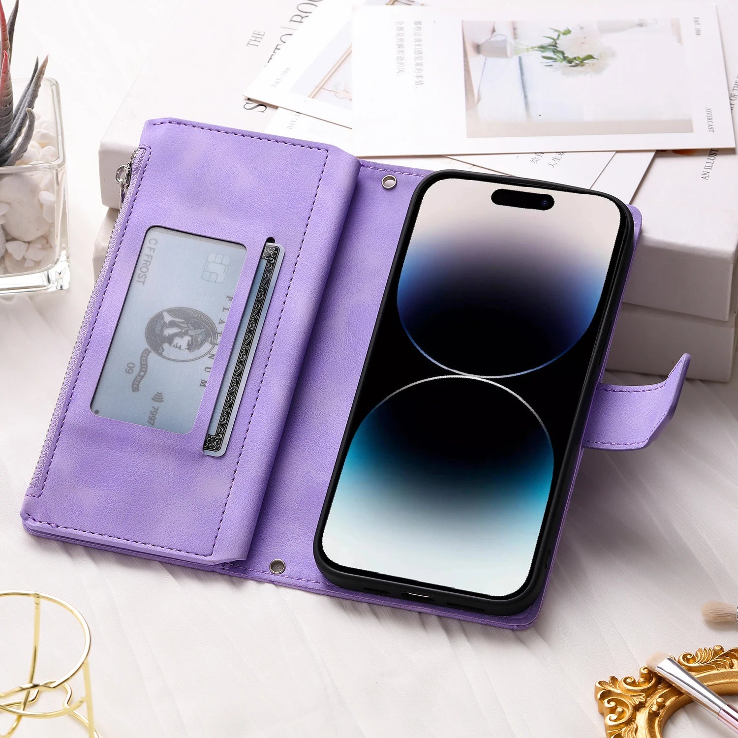 Leather Flip Case For Samsung Galaxy  Card Wallet Embossing Phone Bag
