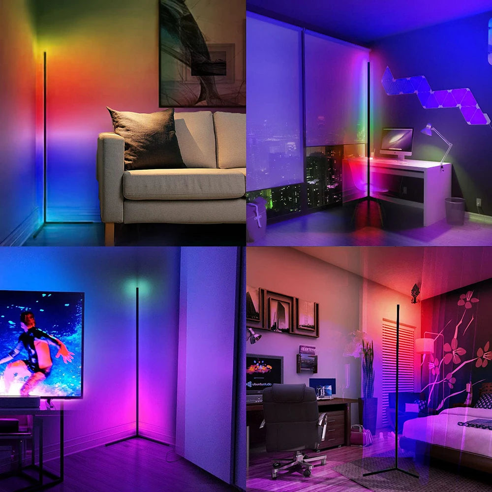 Living Room Dimmable RGB Corner Floor Lamp 140cm Stand Smart APP LED Mood