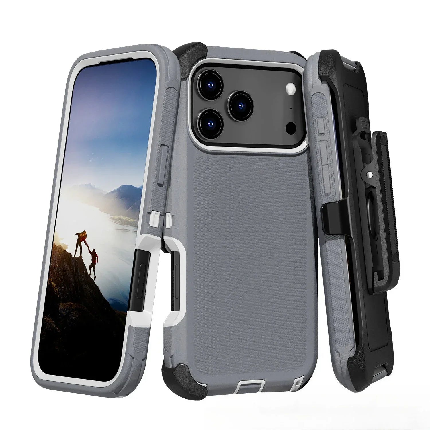 Rugged Shockproof Case with Belt Clip 2-Tone Design Heavy Duty Protection