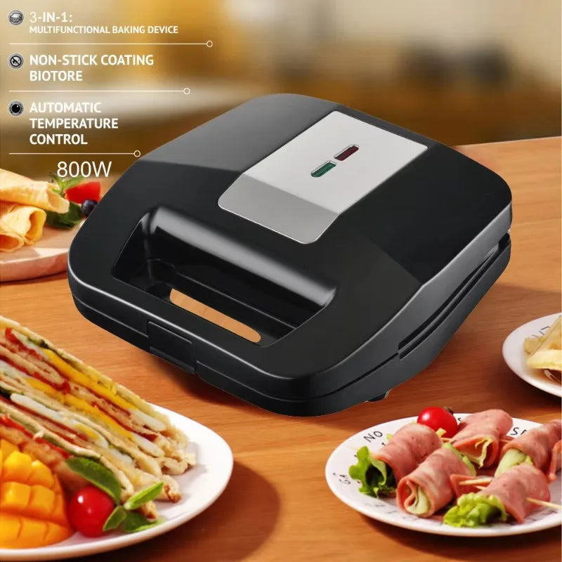 Non-stick Coating Press Grill 800w Detachable Breakfast Sandwich Maker
