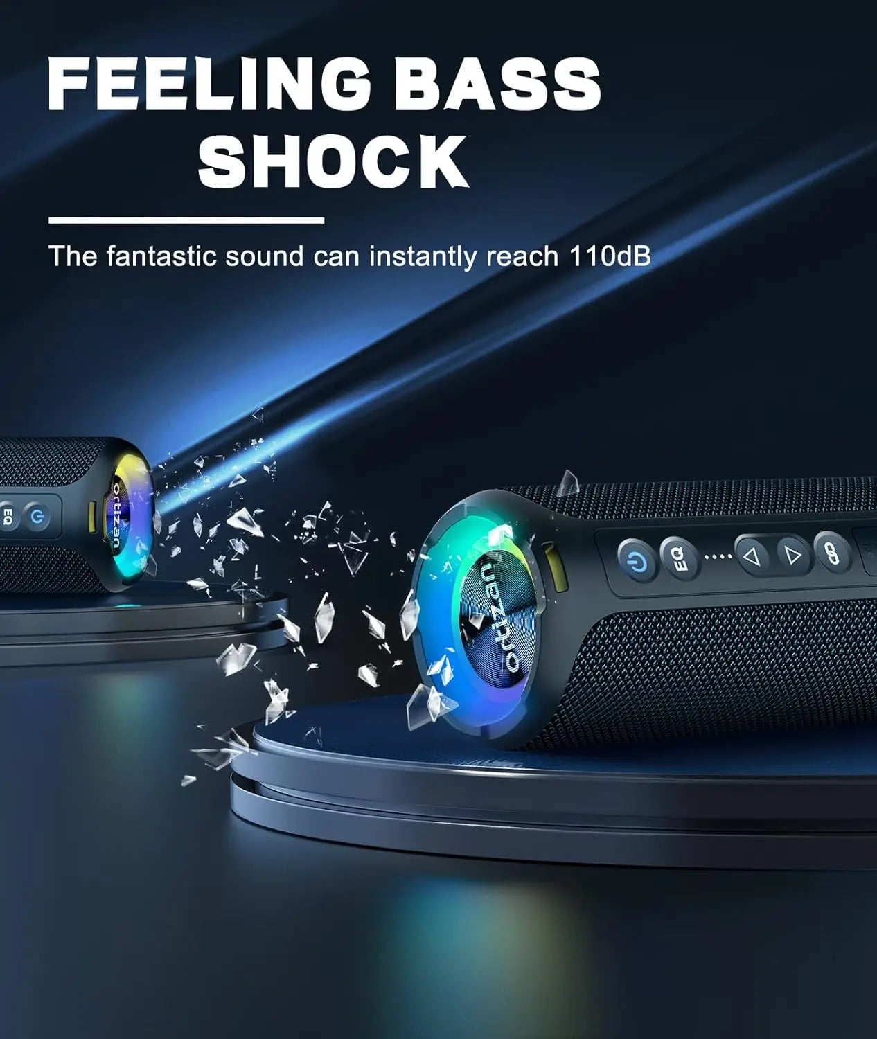 Ortizan Bluetooth Speakers Enhanced Bass Portable Outdoor Wireless Speaker