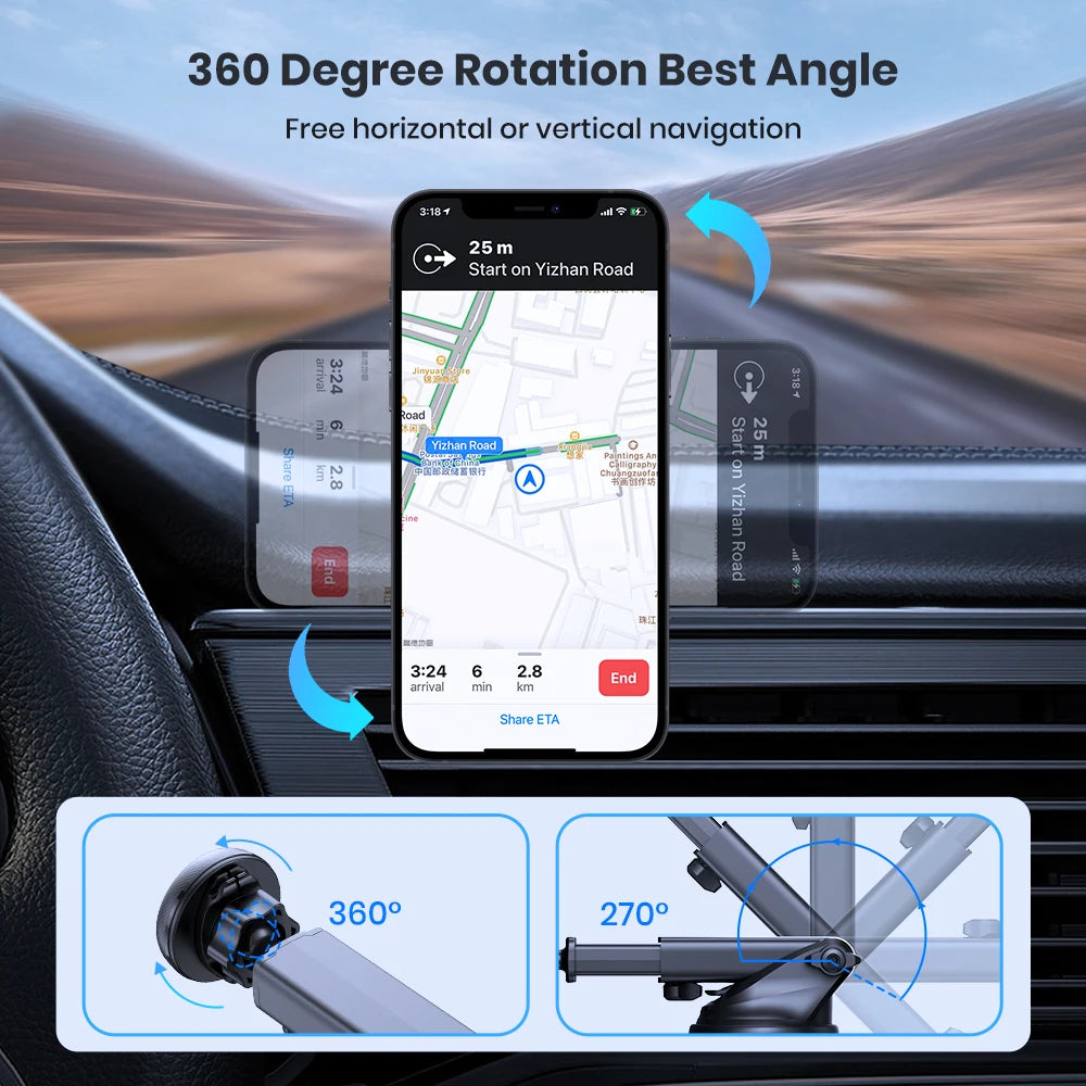 TOPK Magnetic Car Phone Mount, N52 Strong Magnet Dashboard Holder