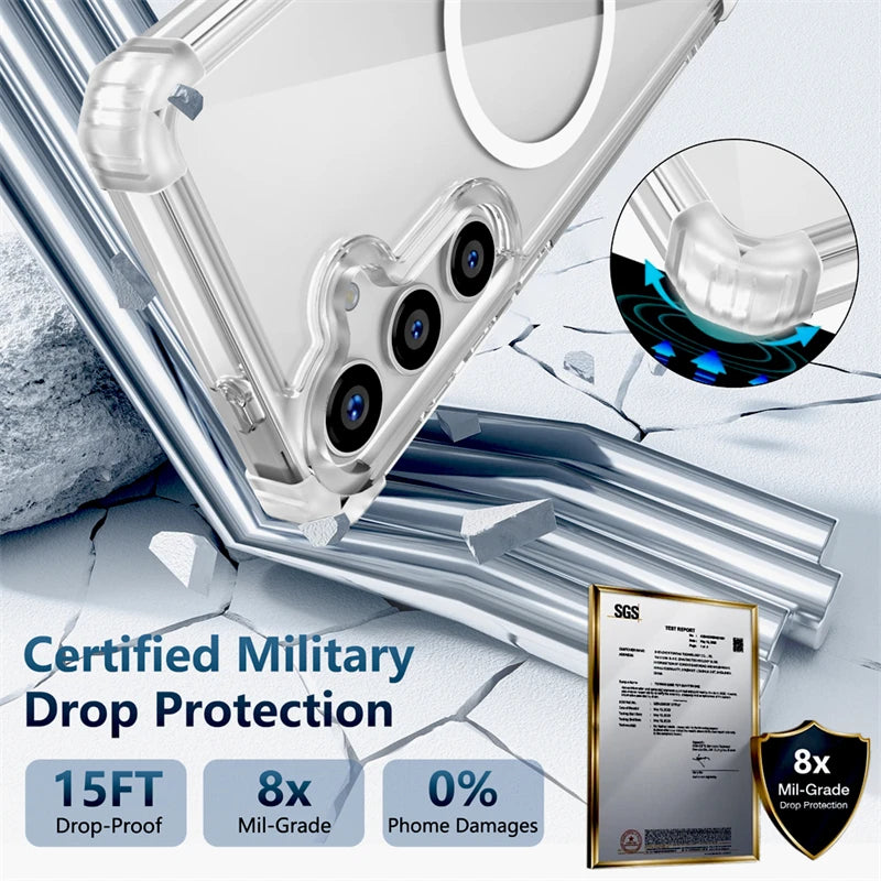 Shockproof Armor Transparent Case For Samsung Galaxy Magsafe Charge Cover