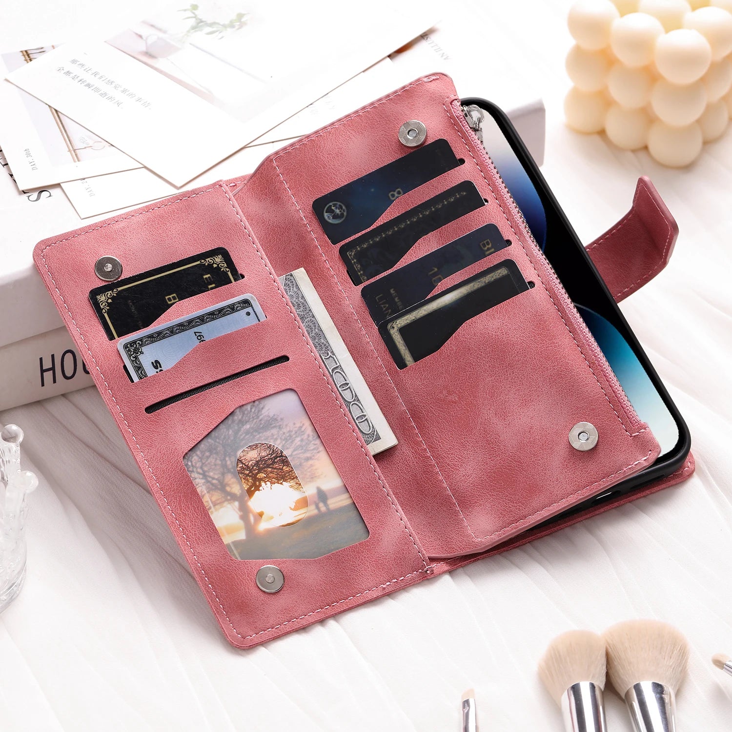 Leather Flip Case For Samsung Galaxy  Card Wallet Embossing Phone Bag