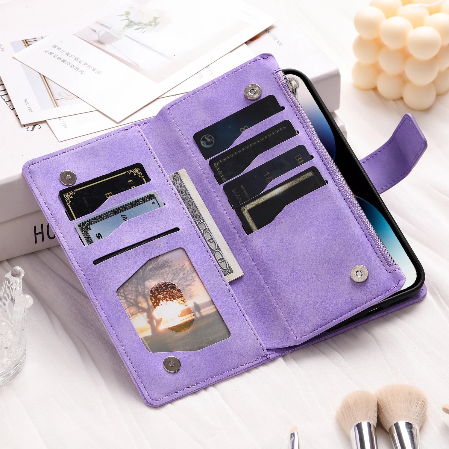 Leather Flip Case For Samsung Galaxy  Card Wallet Embossing Phone Bag