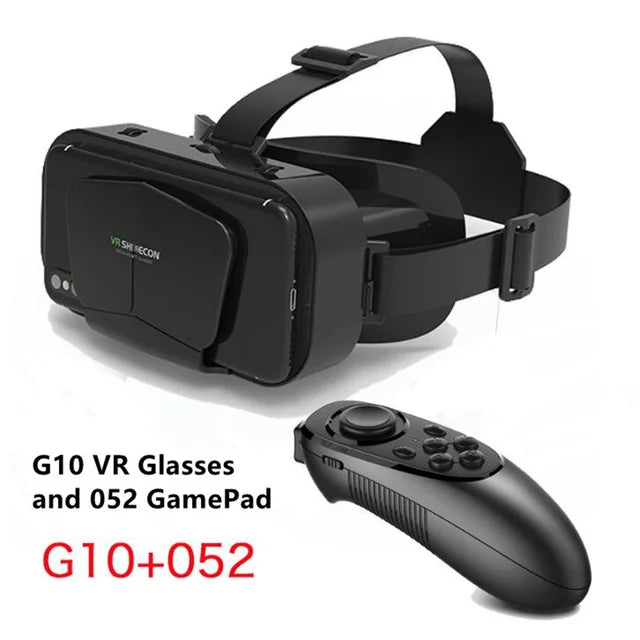 VR Glasses 3D Virtual Reality Box G10 IMAX Giant Screen Google Cardboard Helmet for 4.7-7inch Smartphone Matching Joystick