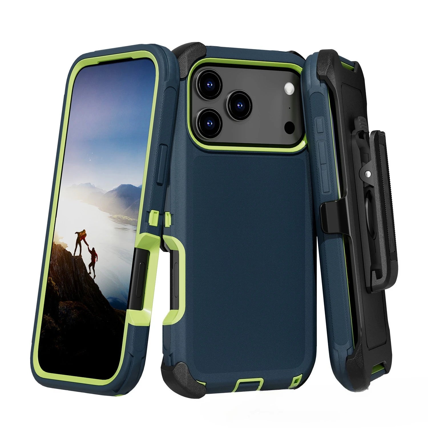 Rugged Shockproof Case with Belt Clip 2-Tone Design Heavy Duty Protection