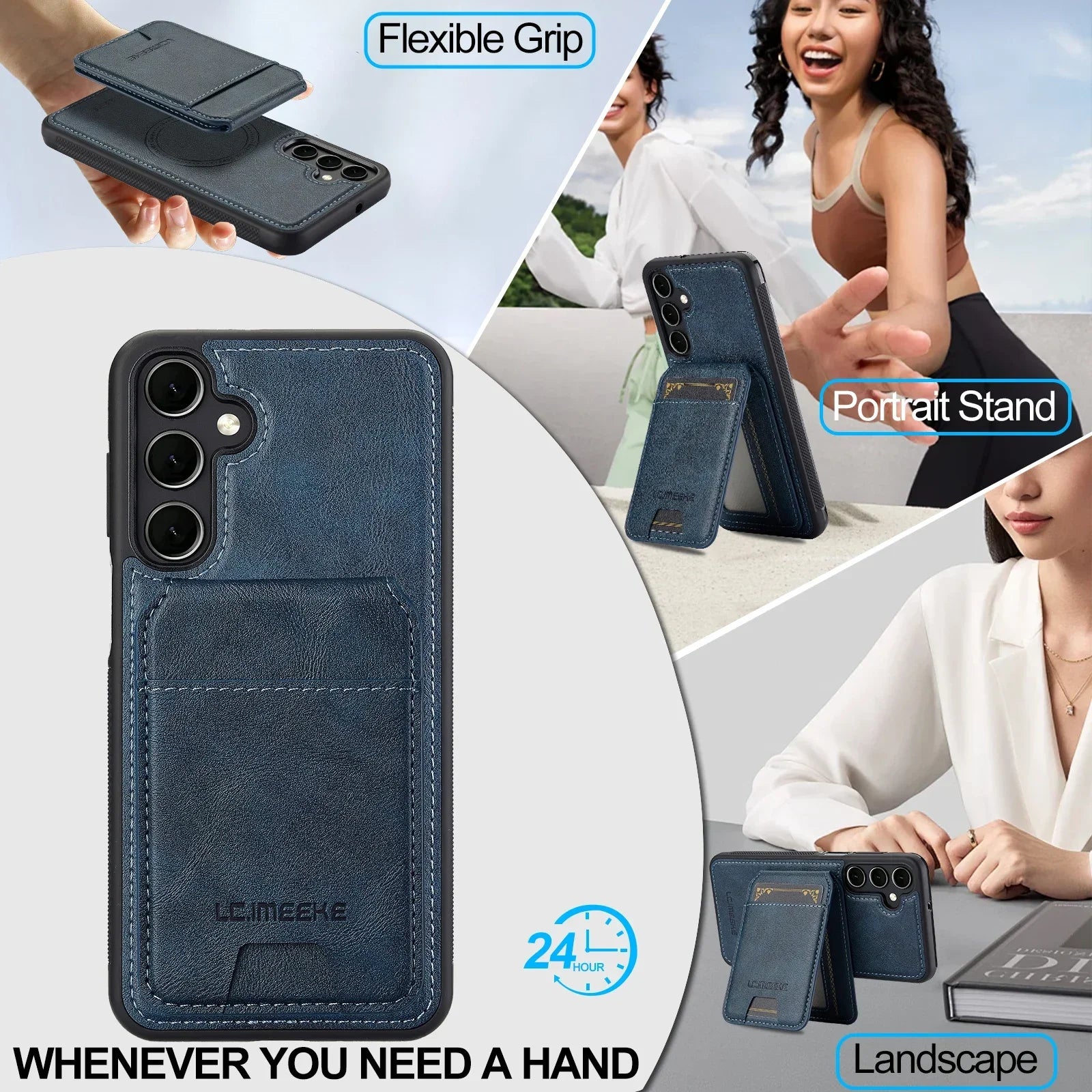 Detachable Leather Case For Samsung Galaxy Card Wallet Phone Bag