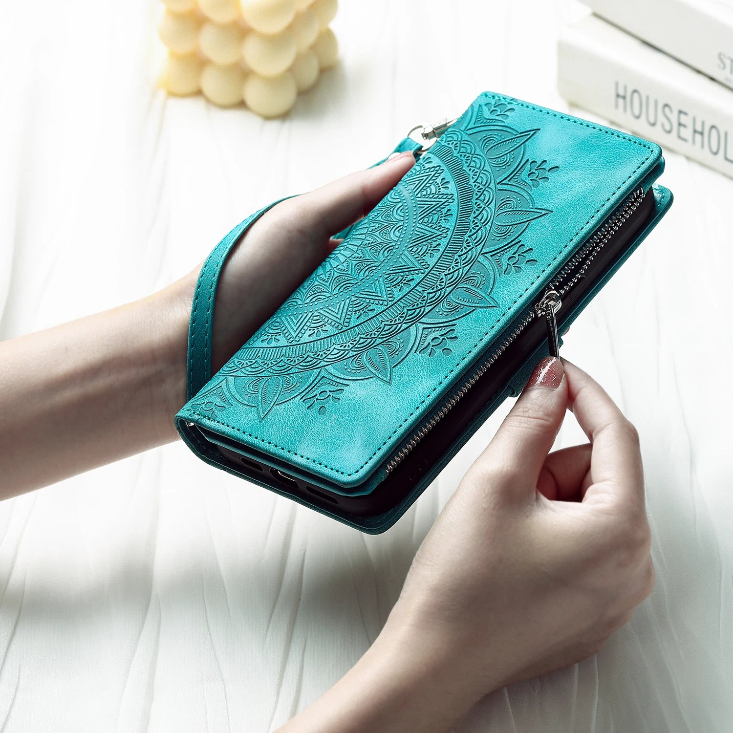 Leather Flip Case For Samsung Galaxy  Card Wallet Embossing Phone Bag