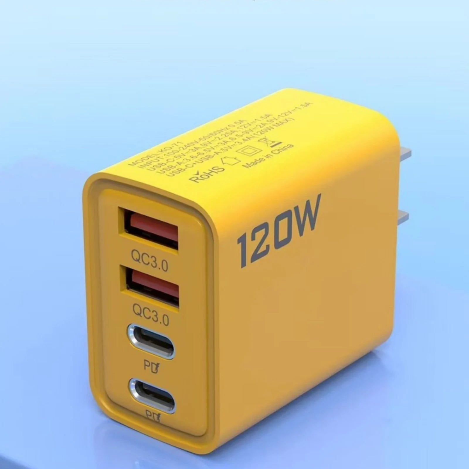 2PCS Universal 4-Port USB-C Fast Charge Mobile Phone Adapter Quick Wall Charger