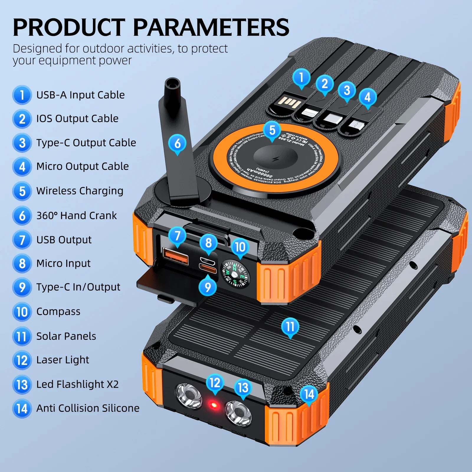 2026 NEW Solar Power Bank 80000mAh 22.5W Magnetic Wireless Powerbank