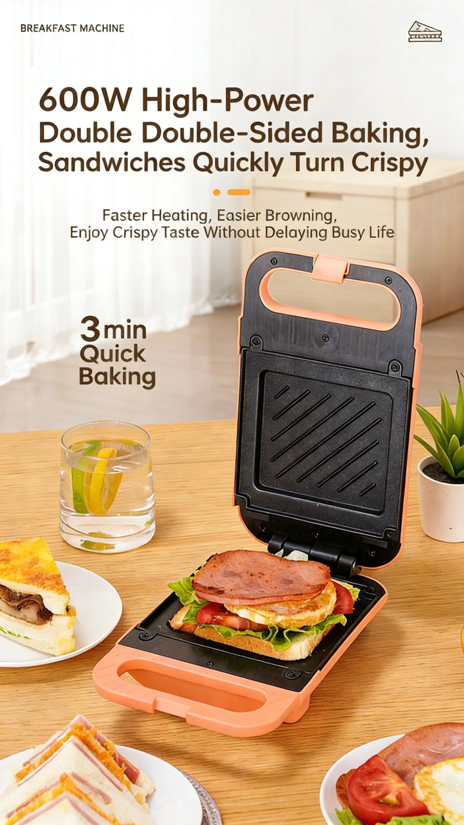 Small Household Light Food Maker Multifunctional Sandwich Waffle Toaster Egg Frying Machine