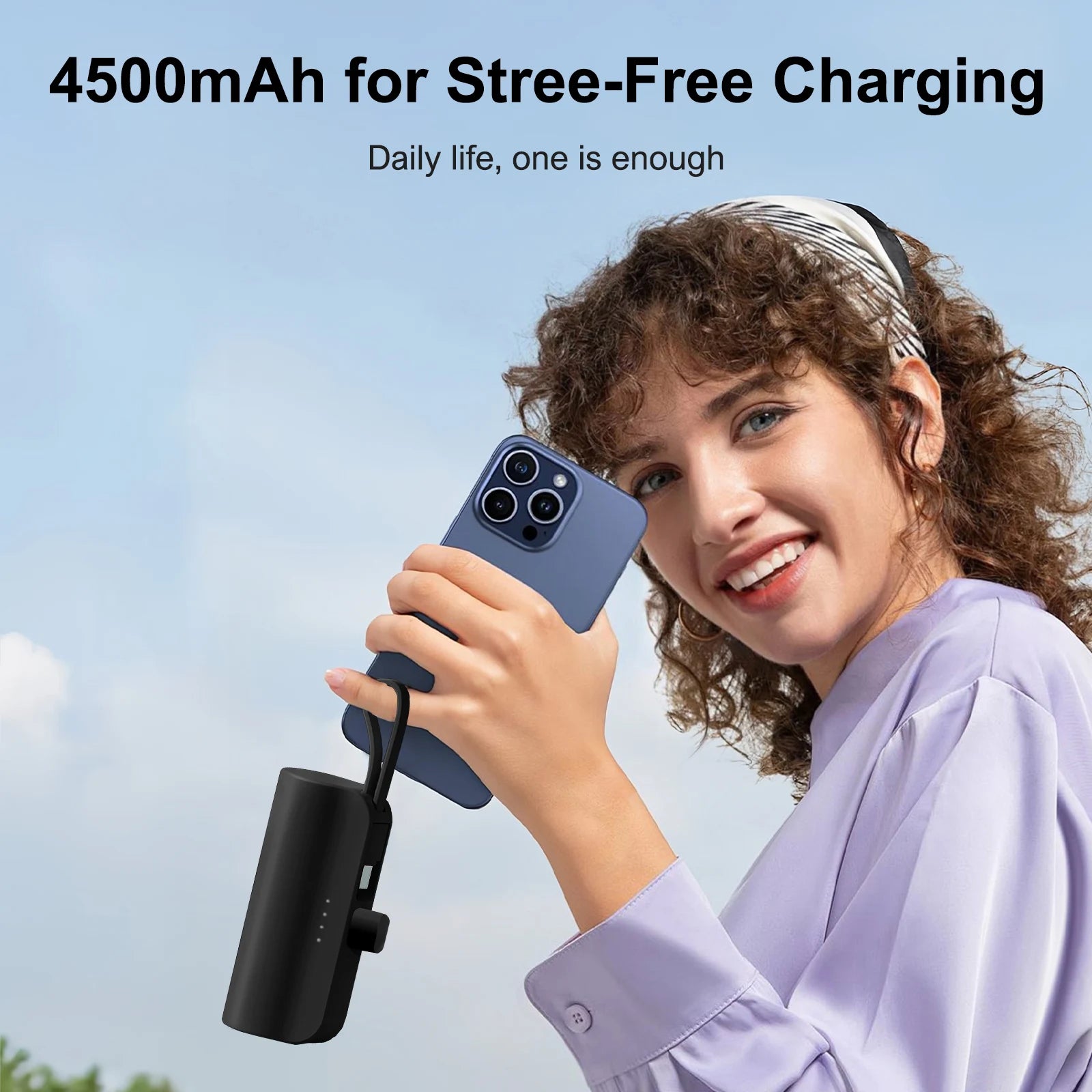 Mini Power Bank Portable 4500mAh Power Phone Charger Capsule Dual USB