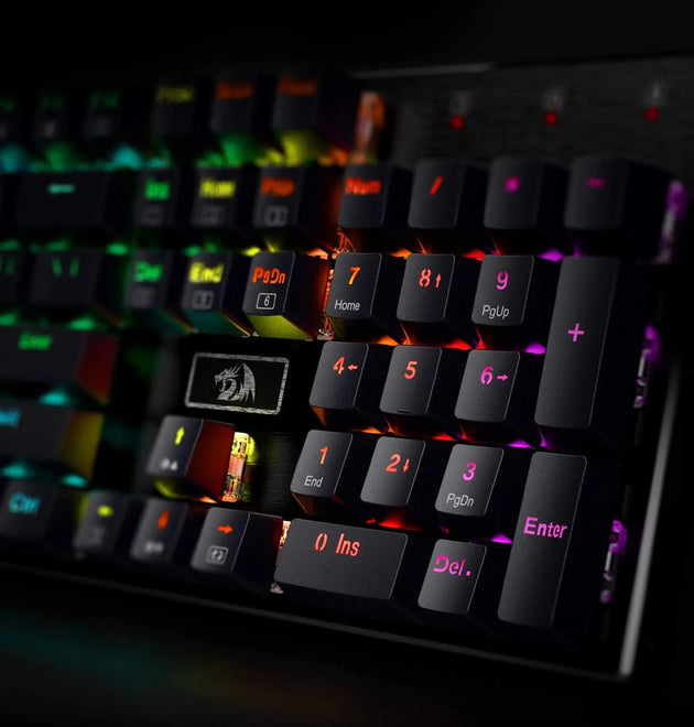 Redragon K556 RGB LED Backlit Wired 104 Keys Hot-Swap Noise Absorbing Foams Mechanical Gaming Keyboard