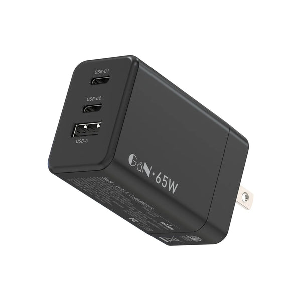 For Laptop Charger , 65W GaN 3 Port USB C Power Adapter With Type C Charging