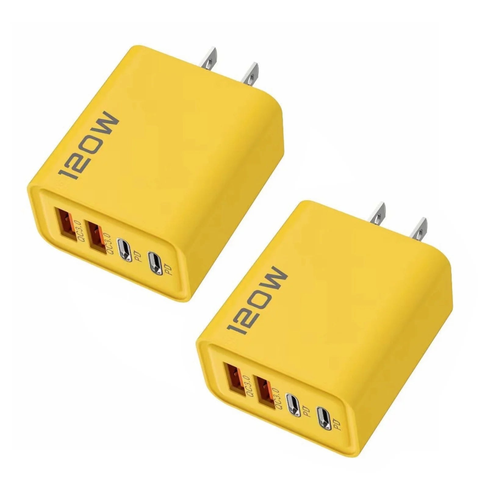 2PCS Universal 4-Port USB-C Fast Charge Mobile Phone Adapter Quick Wall Charger