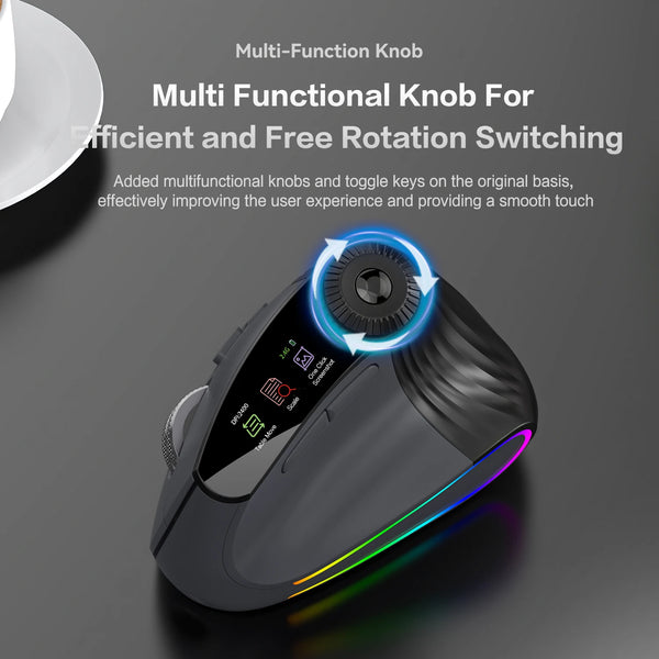 Jomaa RGB Backlit Speed Roller Wireless Vertical Mouse with Function Adjustment