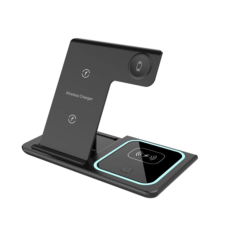 3 in 1 Wireless Charging Station Travel Charging Pad for iPhone 12~17 Series,iWatch and Airpods  15W  Fast Charger Foldable