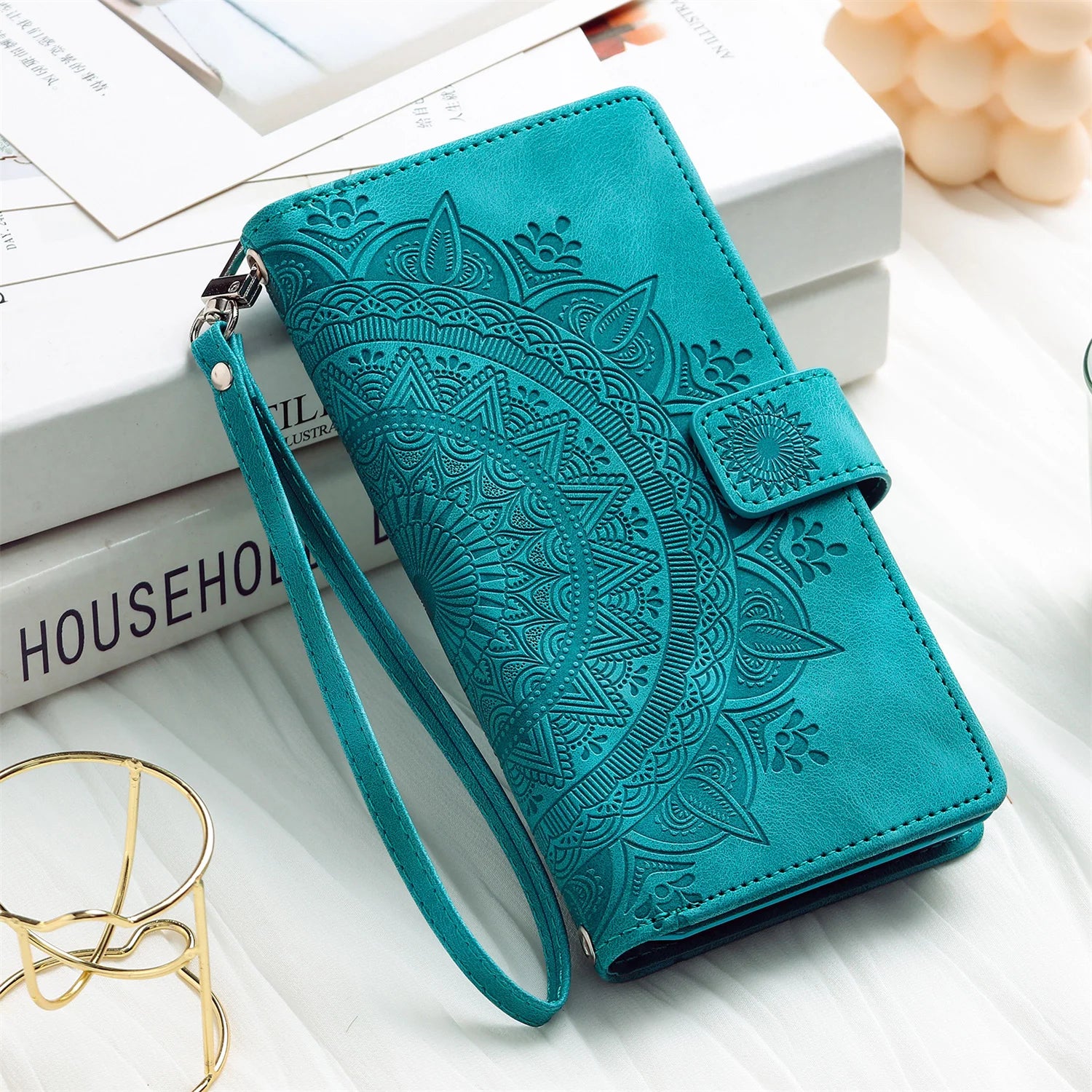 Leather Flip Case For Samsung Galaxy  Card Wallet Embossing Phone Bag