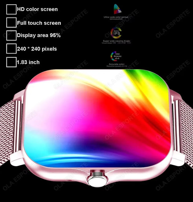 1.83'' Waterproof Smart Watch with Message Answer Call Sleep Monitoring Sports Pedometer Information Alerts For iPhone Android