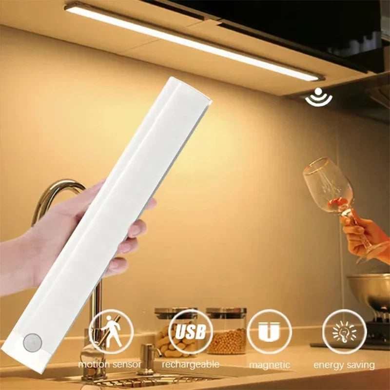 PIR Motion Sensor LED Under Cabinet Lamp Dimmable Rechargeable Night Light
