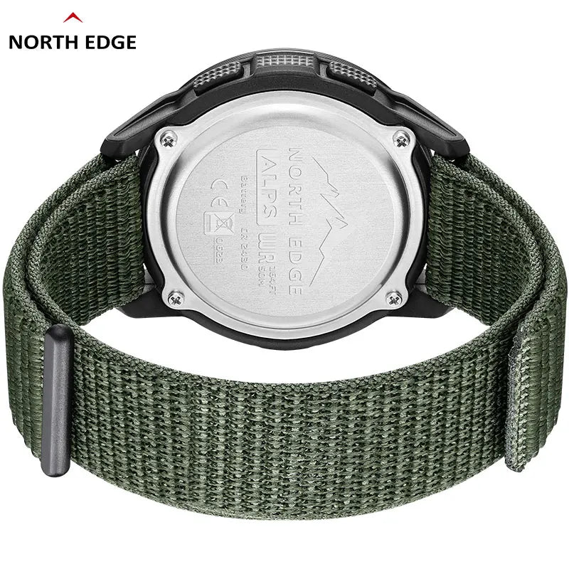NORTH EDGE ALPS Men's Carbon fiber Digital Watch Shock Militray Sports Super Light Outdoor Compass Waterproof 50M Wristwatches