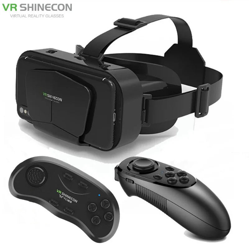 VR Glasses 3D Virtual Reality Box G10 IMAX Giant Screen Google Cardboard Helmet for 4.7-7inch Smartphone Matching Joystick