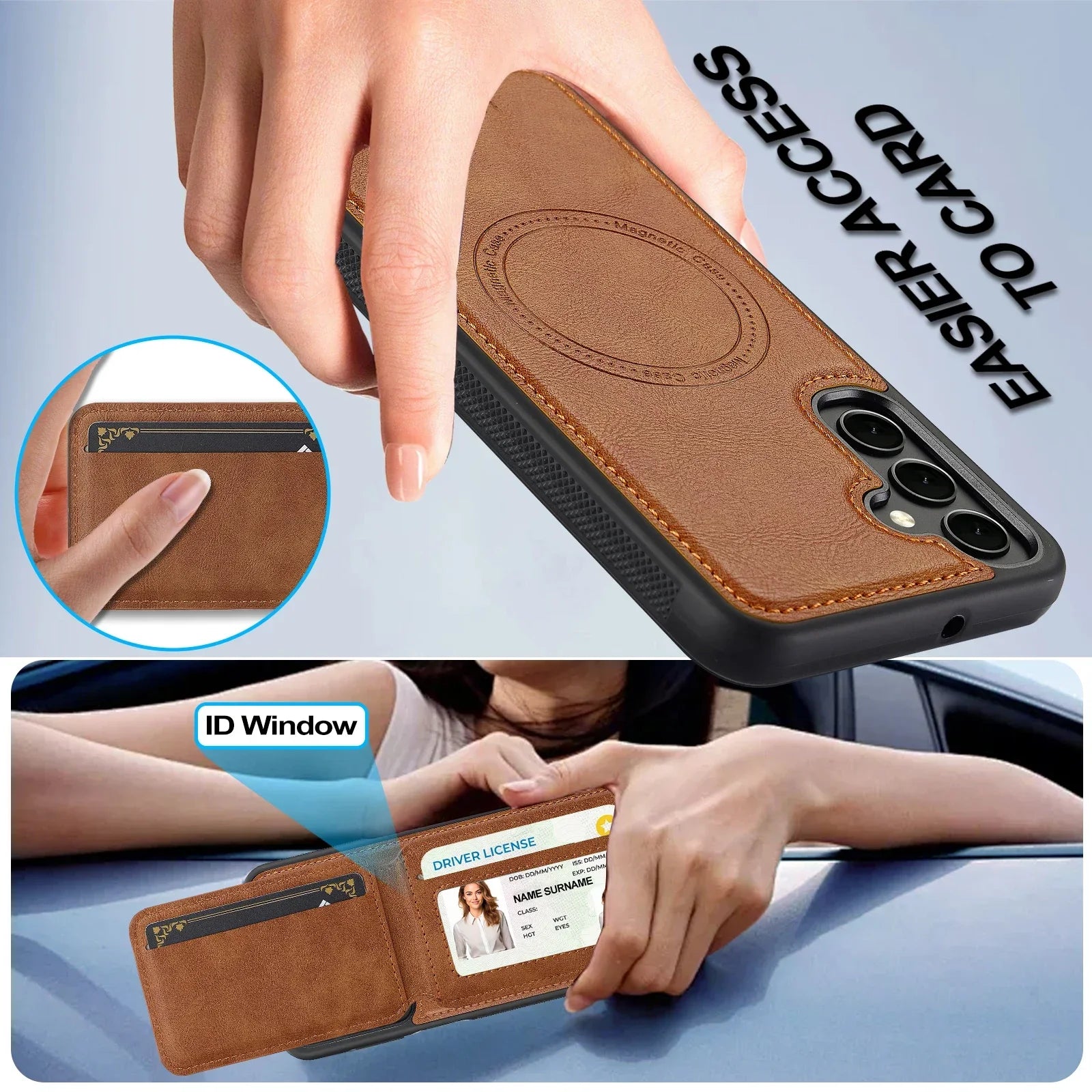 Detachable Leather Case For Samsung Galaxy Card Wallet Phone Bag
