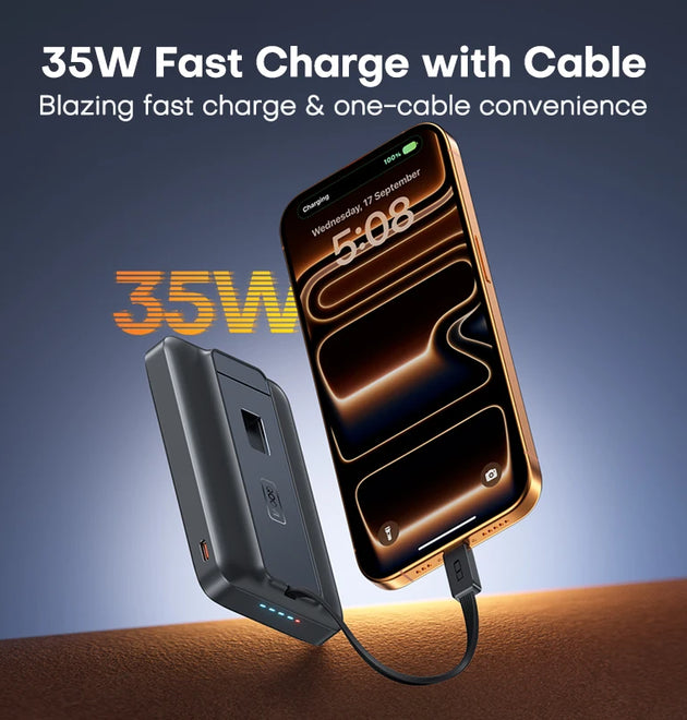 QOOVI Qi2 35W Magnetic Power Bank 10000mah Portable Charger For MagSafe 15W Wireless Fast Charging For iPhone 17 16 15 iWatch
