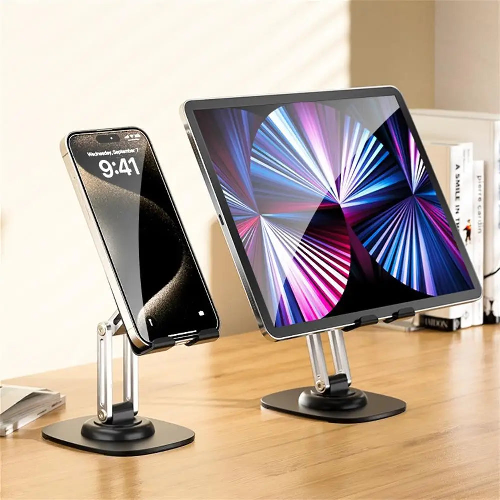 Aluminum Alloy Foldable Desktop Phone Stand with 360° Rotating Metal Base
