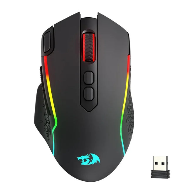 Redragon M810 MAX 3-Mode Wireless Gaming Mouse, 12000 DPI Wired/Wireless RGB Mouse,Rapid Fire Key, 8 Macro Buttons