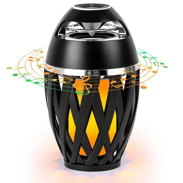 Portable Bluetooth 5.0 Flame Speaker with LED Torch 5W Bass Sound Camping