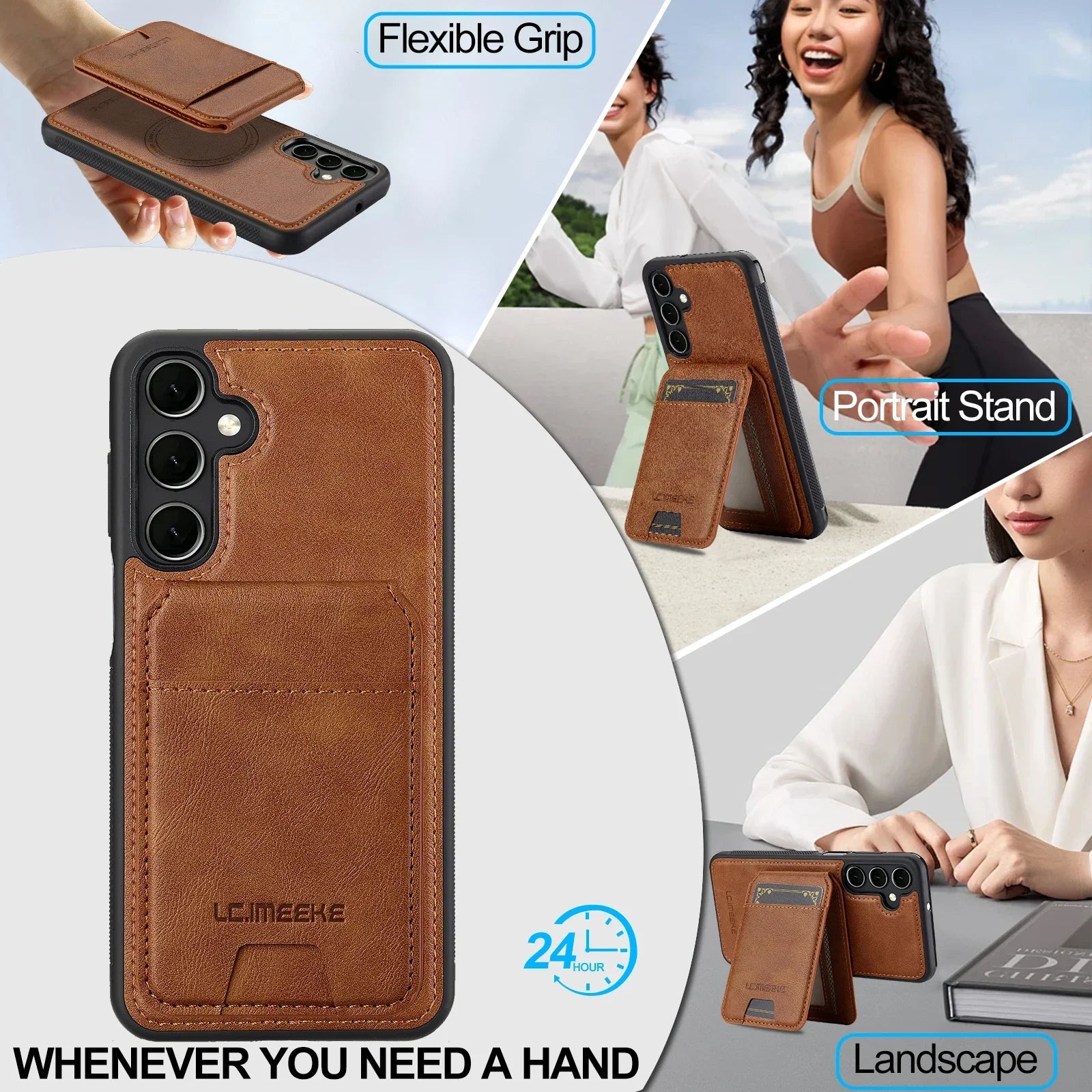 Detachable Leather Case For Samsung Galaxy Card Wallet Phone Bag