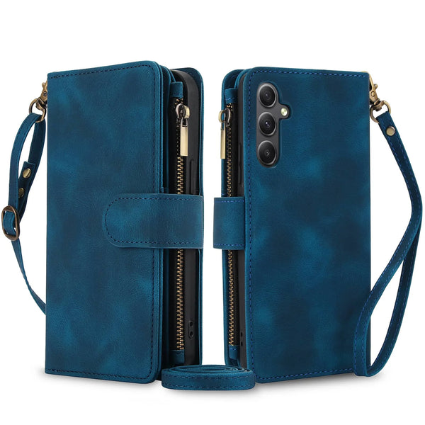 for Samsung Galaxy Case Wallet, Durable Leather Magnetic Buckle Flip Card Holder