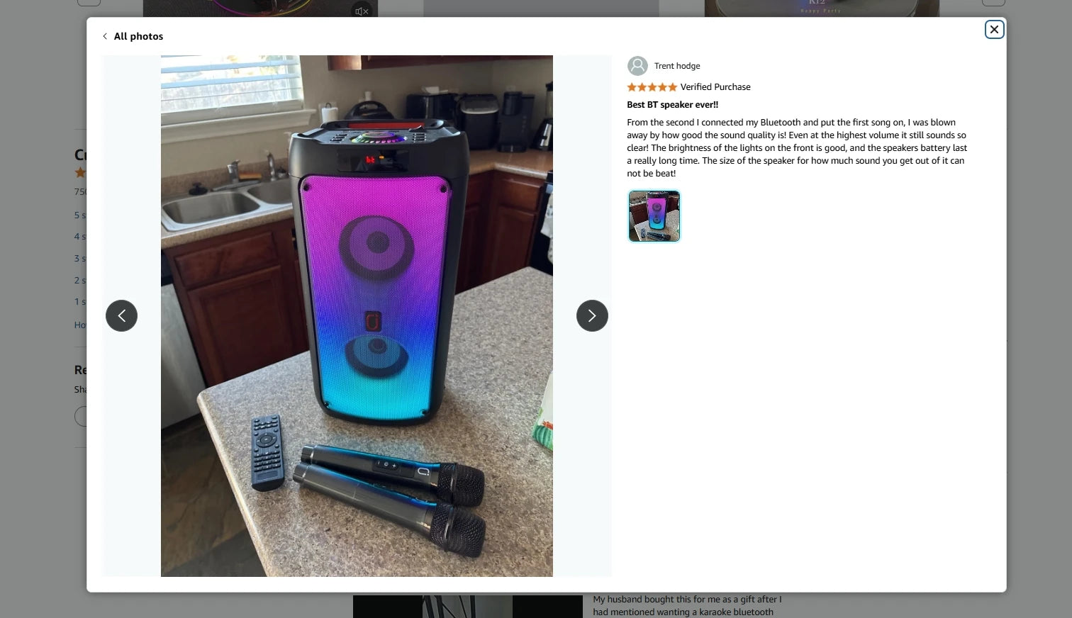 Wireless Bluetooth Speaker, Karaoke Machine with 2 Microphone LED Light