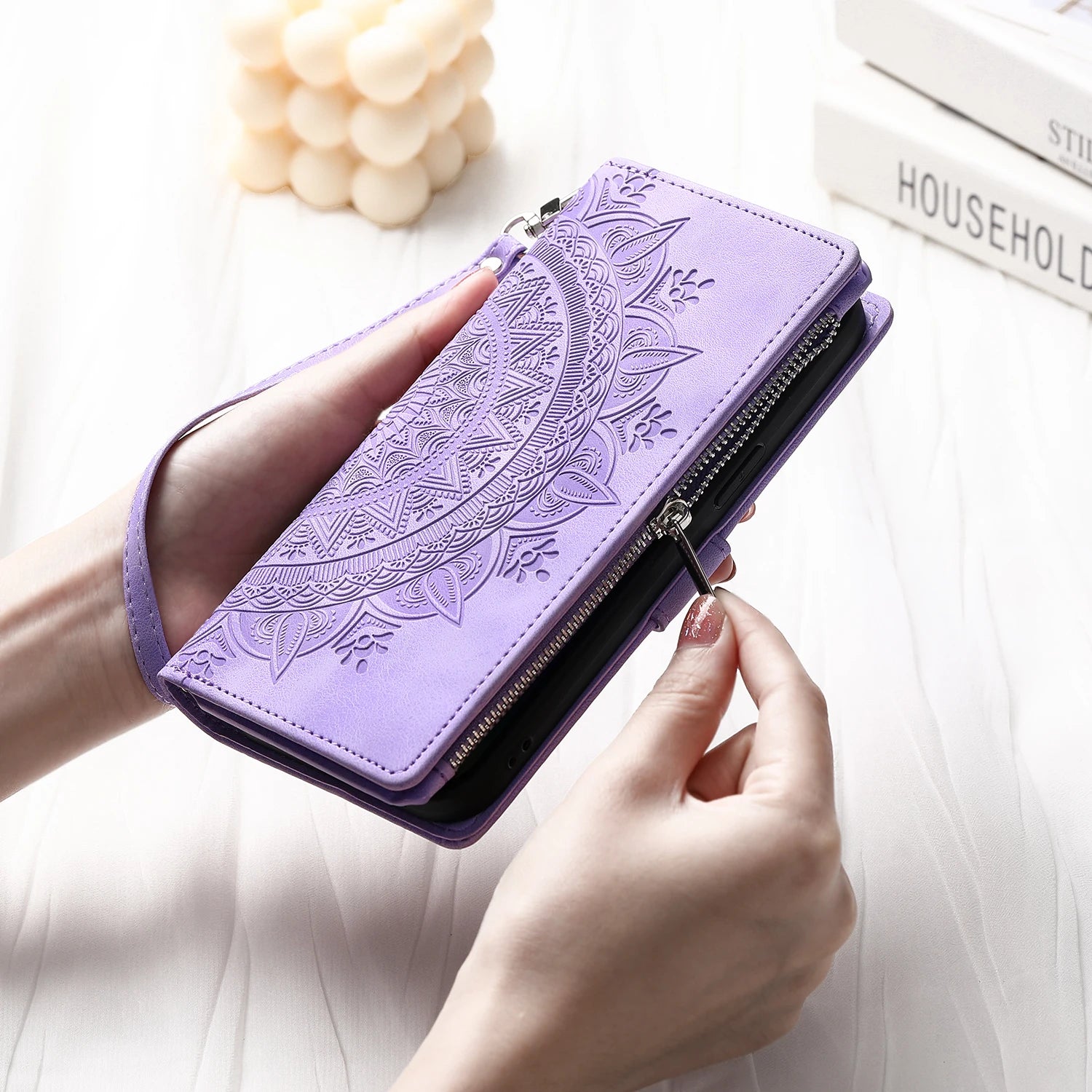 Leather Flip Case For Samsung Galaxy  Card Wallet Embossing Phone Bag