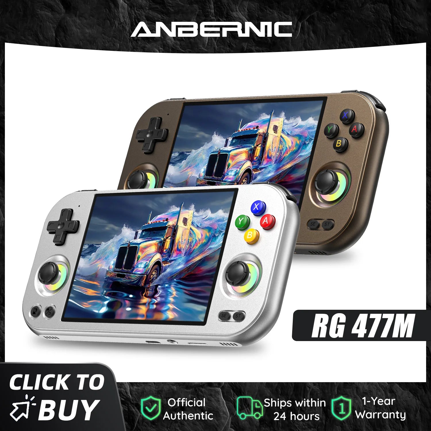 Anbernic RG 477M Retro Game Console Android 14 Dimensity 8300 Game Player 4.7-inch LTPS In-Cell Display RGB Hall Joystick RG477M