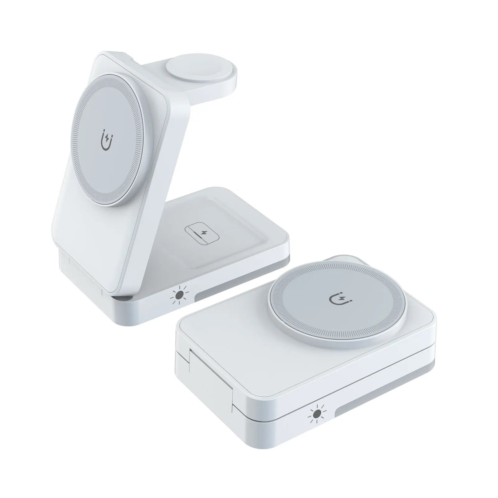LED Light Wireless Charger Stand 3 in 1 Foldable For iPhone Watch Charging Station