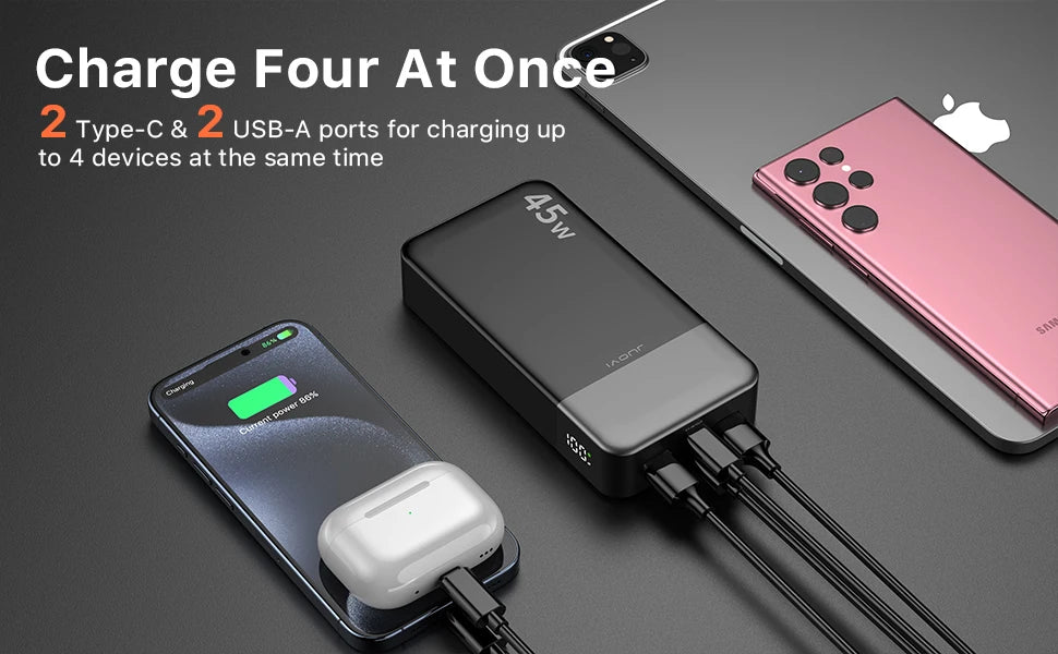 20000mAh Power Bank JUOVI J2621 Portable Fast Charging Battery Pack