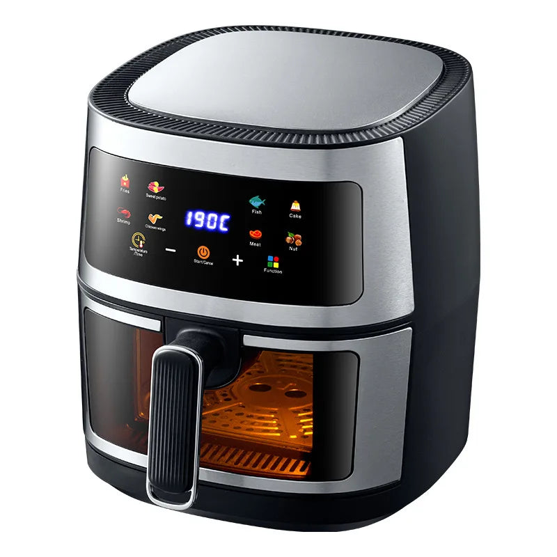 New 8L Large Capacity Air Fryer Multifunctional Visible Window Microcomputer Control for Home Commercial Use