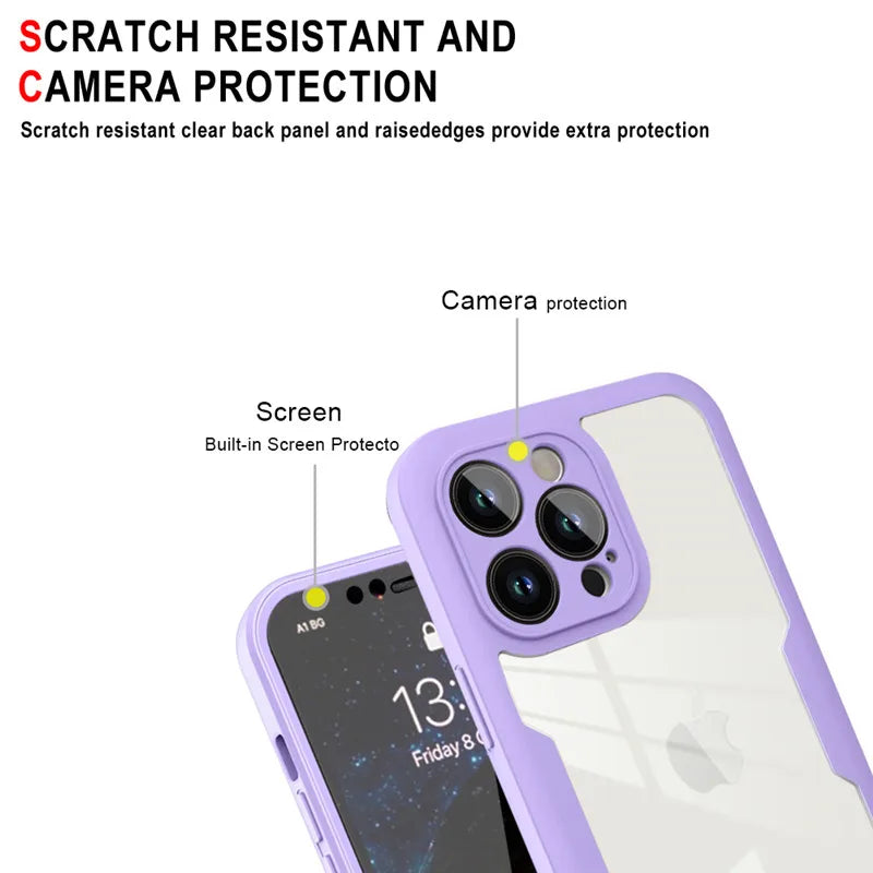 360 Full Body Front Back Clear Case For iPhone 8 Plus SE Silicone Shockproof