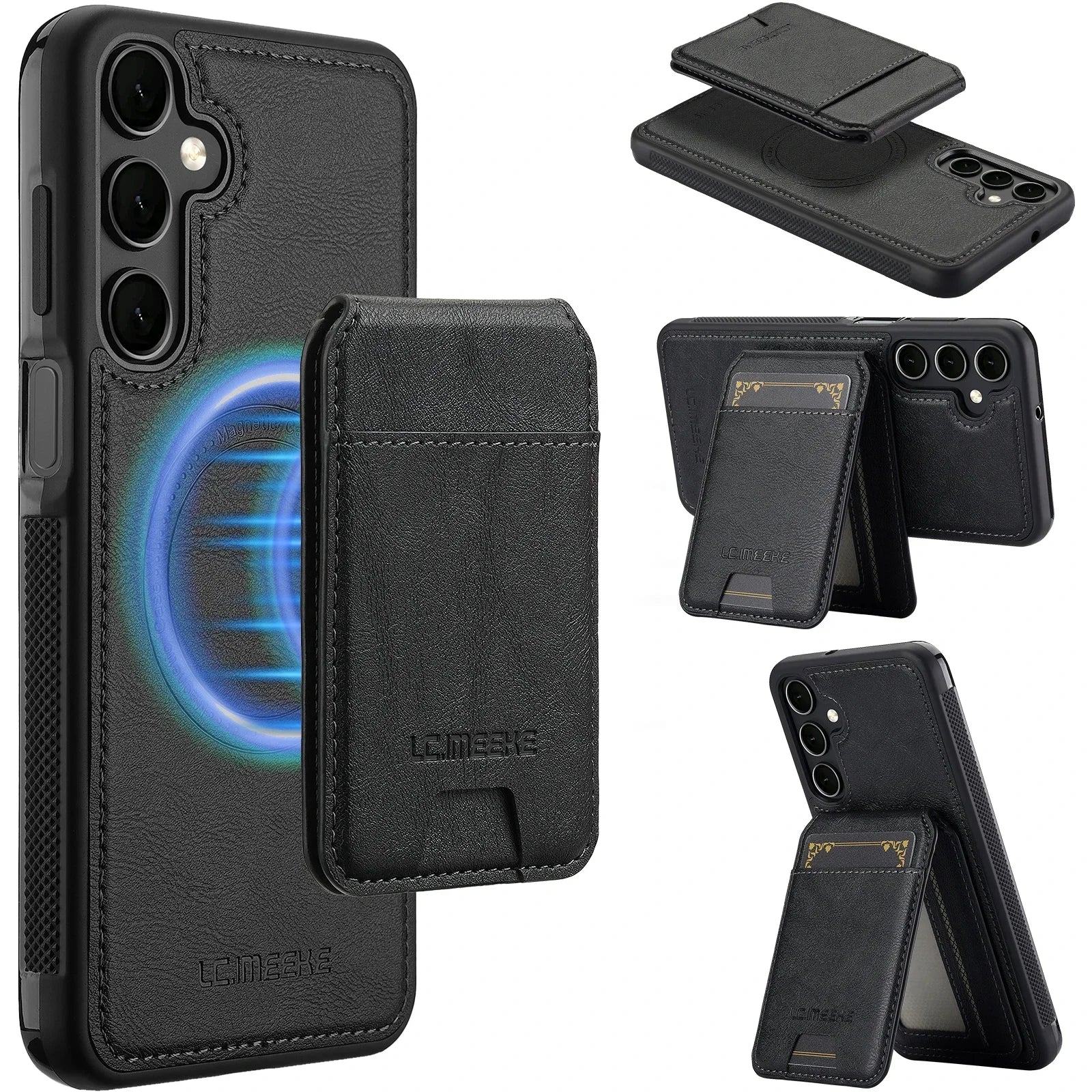 Detachable Leather Case For Samsung Galaxy Card Wallet Phone Bag