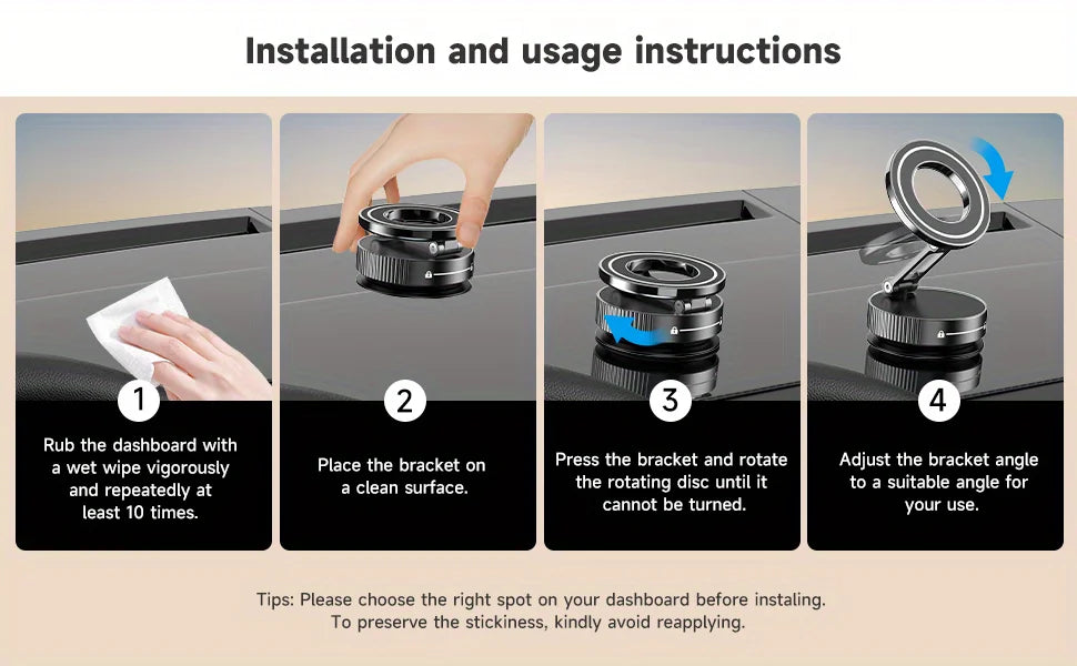 Adjustable Rotating Folding Magnetic Phone Holder Vacuum Suction Mag Stand