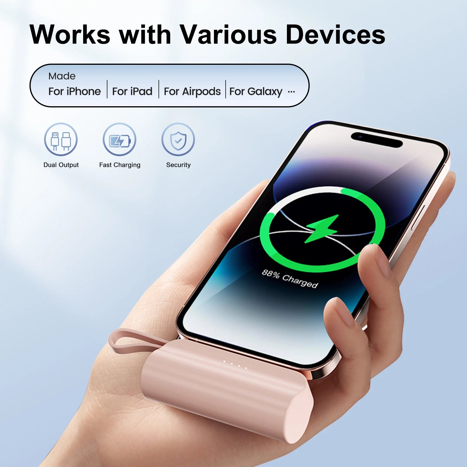 Mini Power Bank Portable 4500mAh Power Phone Charger Capsule Dual USB