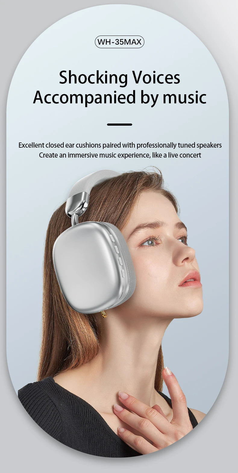 Original 9D Surround Sound Headsets Metal Wireless Bluetooth Headphones