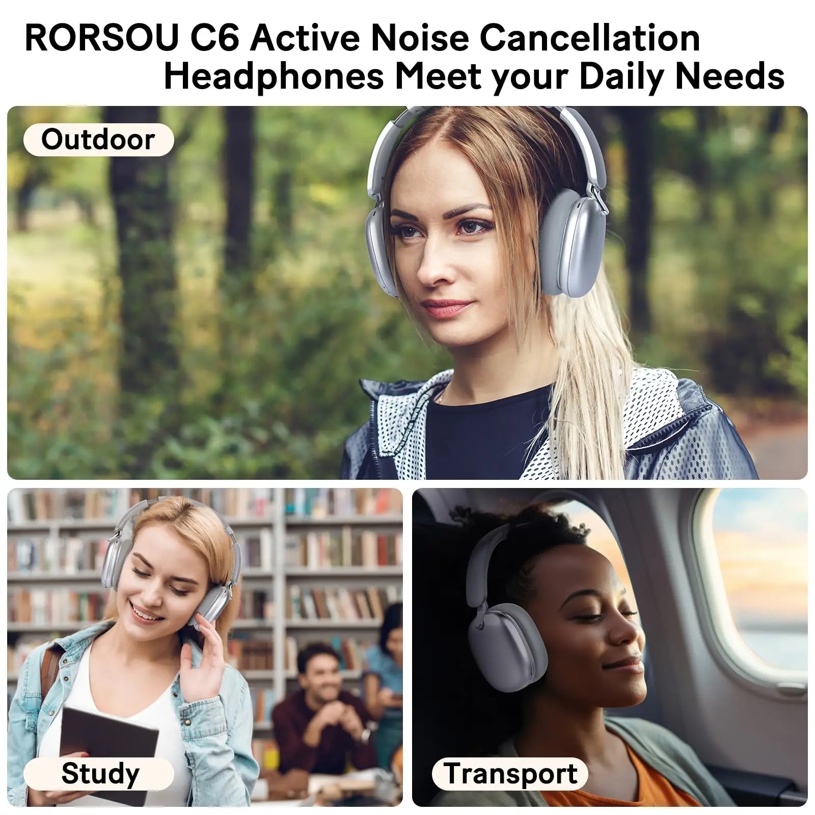 B36 Wireless Bluetooth 5.3 Over-Ear Headphones with ANC Noise Cancelling